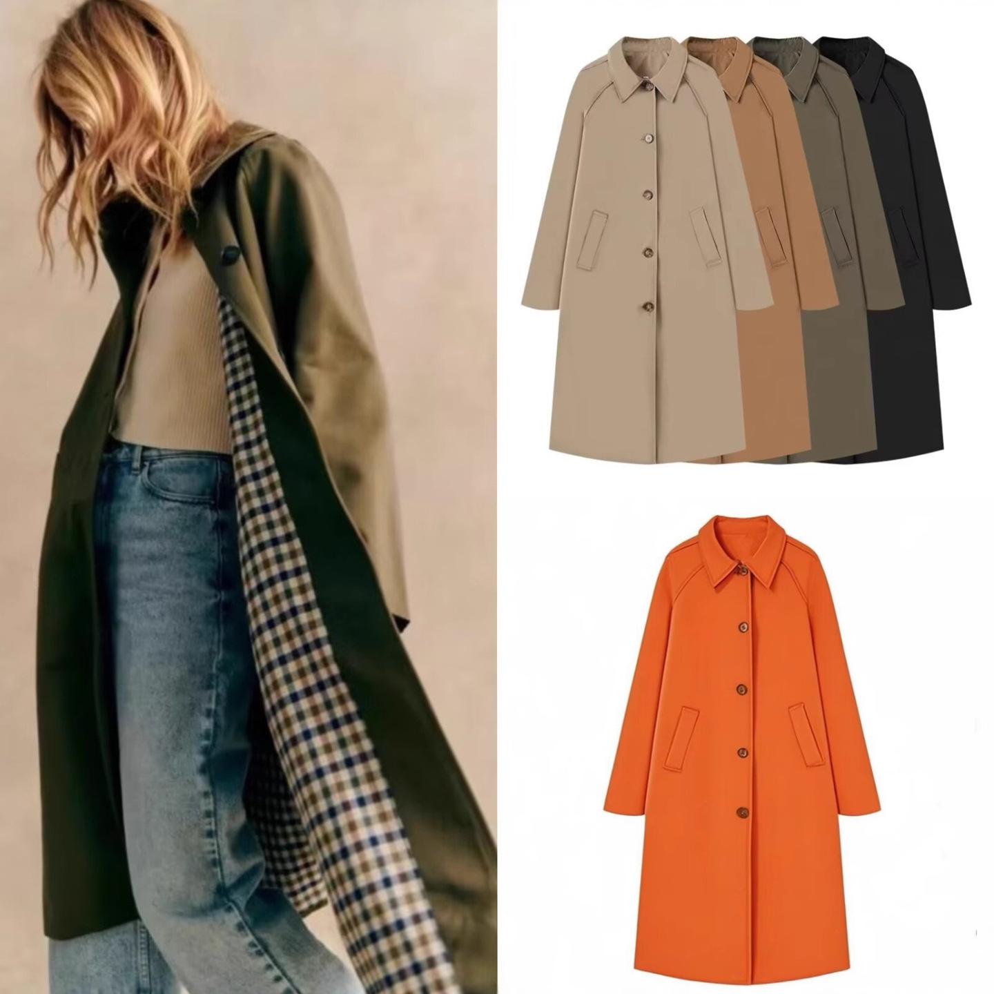 Street Fashion England - Damen Retro Trenchcoat – Langer, lockerer