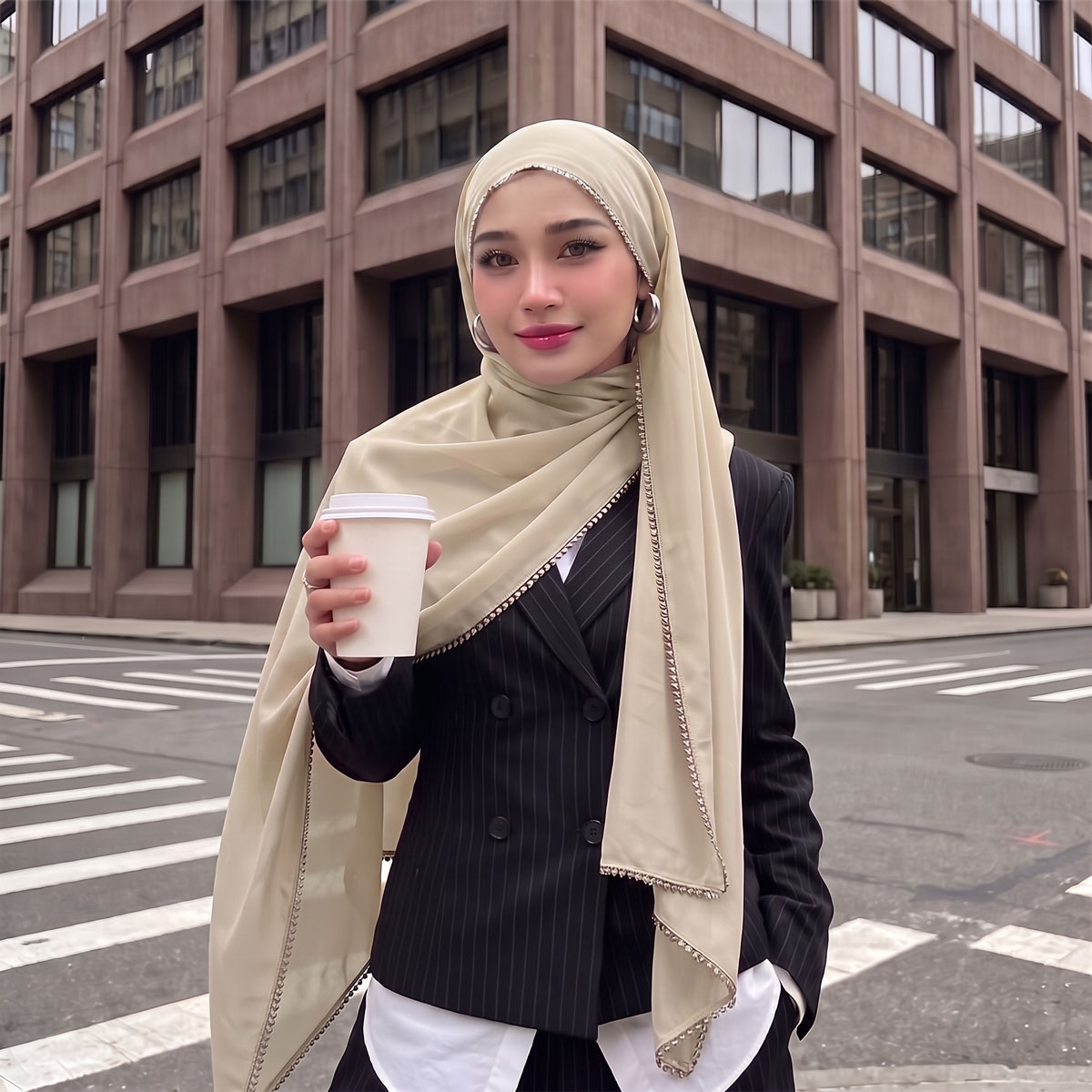 Street Fashion Hijab - Luxuriöser Chiffon-Hijab-Schal für Muslimische Frauen Weicher