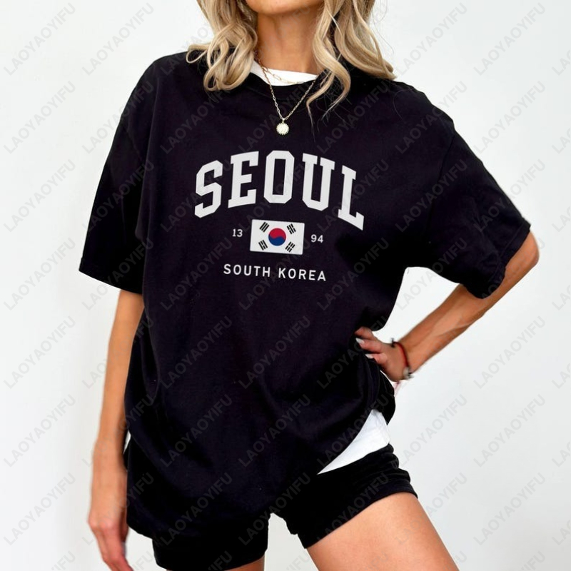 Street Fashion Seoul - Seoul Südkoreanische Flagge Unisex Tees Vintage