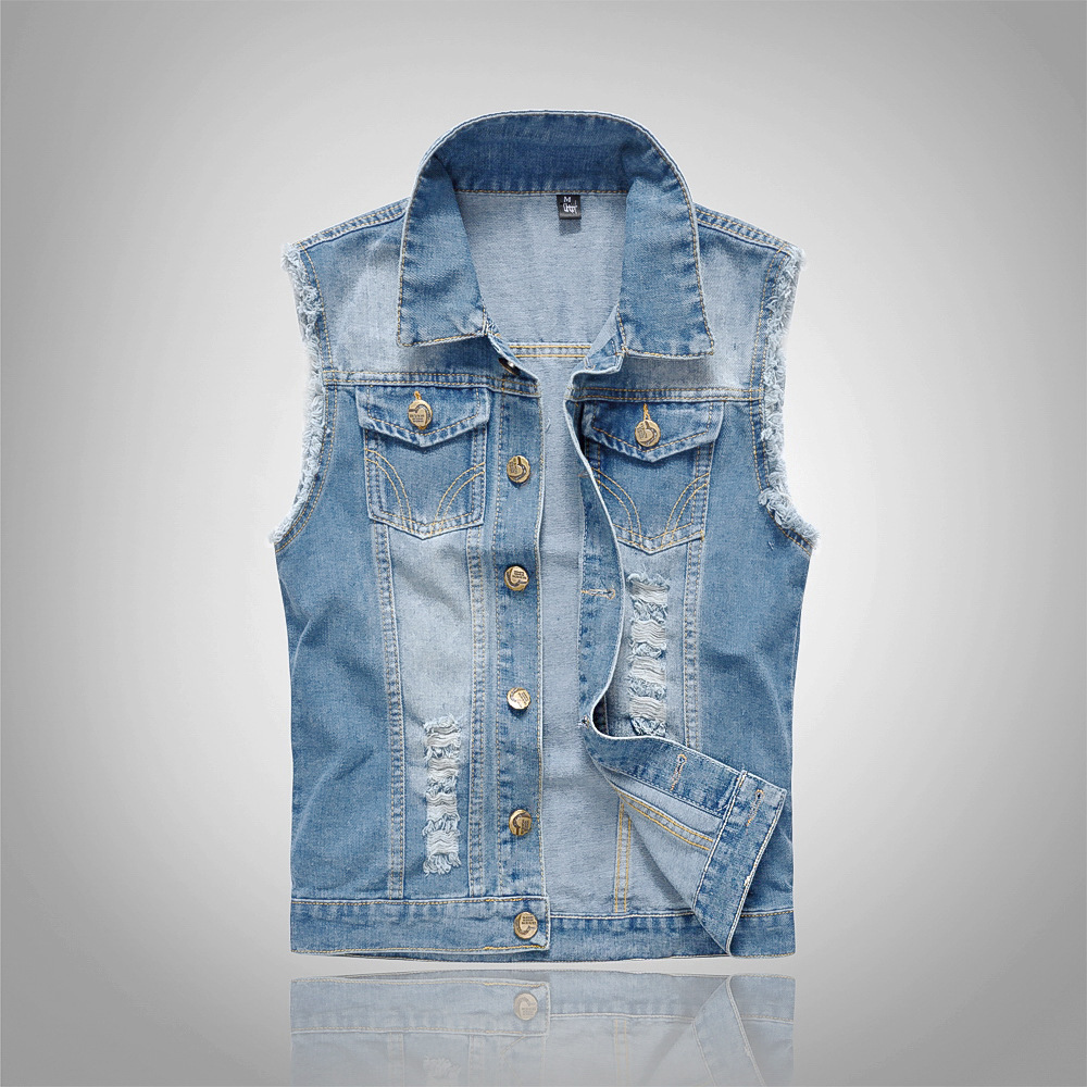 Street Fashion Jacket - Trendige Motorradbekleidung für Herren: hellblaue Jeansjacke,