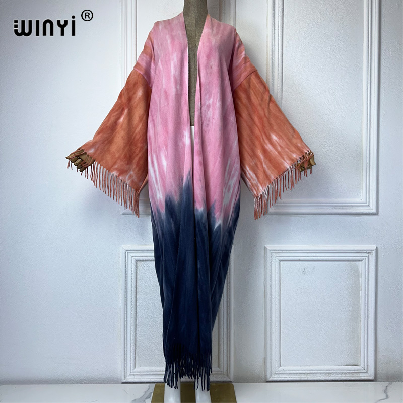Street Fashion Dubai - WINYI Batik-Winter-Quasten-Strickjacke Afrika Damen Maxirock Warmer