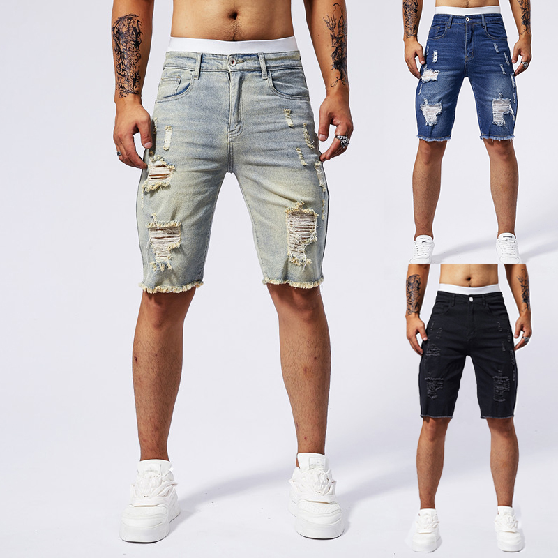 Street Fashion Brand - 2025 sommer Neue männer Zerrissene Denim