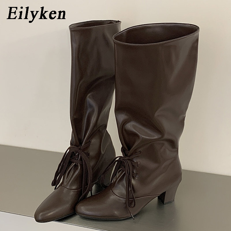 Street Fashion Ladies - Eilyken Wintermode Schnürstiefel für Damen, kniehoch,