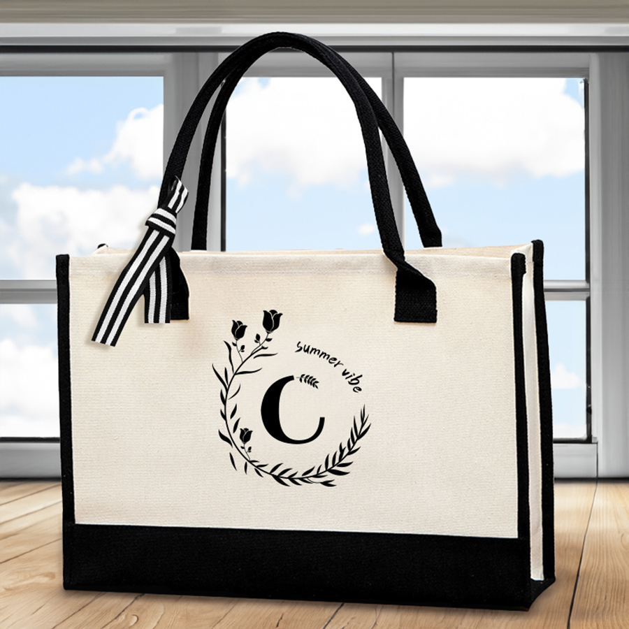 Tote Bag Canvas Print - Tragetasche aus Leder mit Buchstabendruck, Herren-Tragetasche