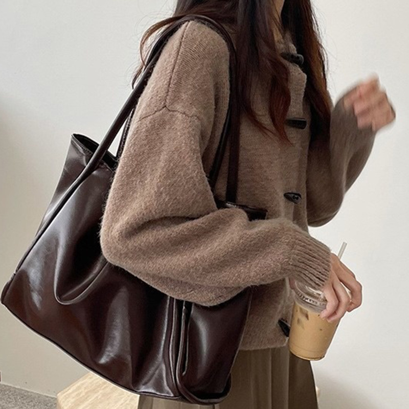 Korean Street Fashion Female - 2026 Damen Neue Vintage Schultertaschen, Große