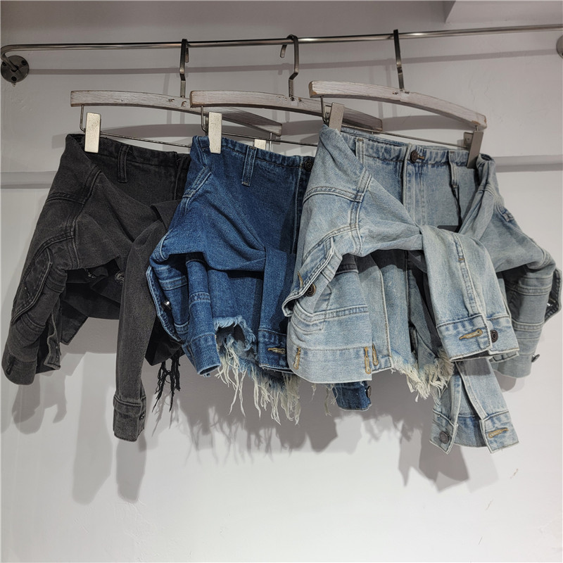 Street Fashion Vintage - Denim-Shorts für Damen, Vintage-Waschung, A-Linie, schmal