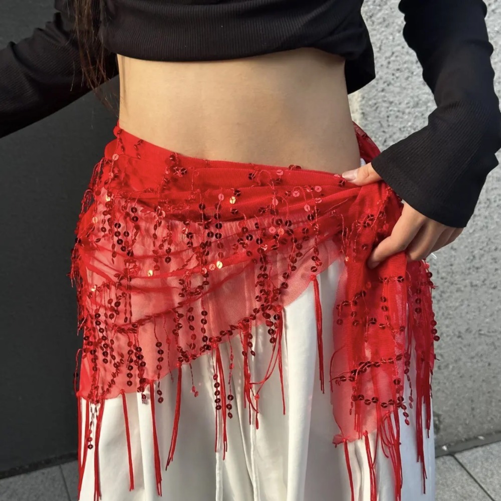 Street Fashion India - Mode Pailletten Bauchtanz Gürtel Quasten Jazz