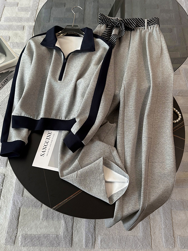 Street Fashion Jacket - Street-Style Casual Sportswear-Set Damen Winter Koreanische