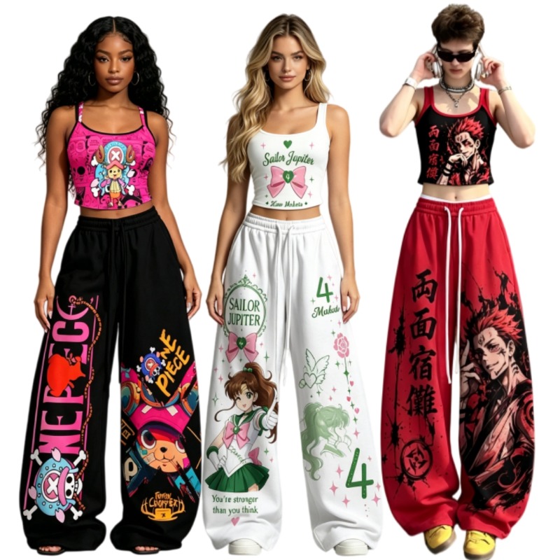 Street Fashion Japan - Angesagtes Unisex-Outfit mit Japanischem Anime-Print: 2-teiliges