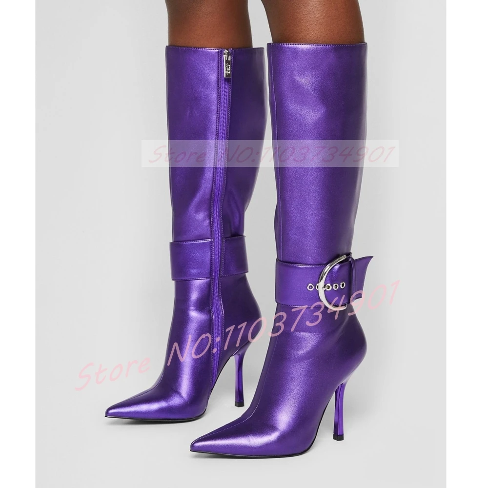 Glänzende Lila Stiefel mit Sch – Street Fashion Ladies Bewertung und Preis