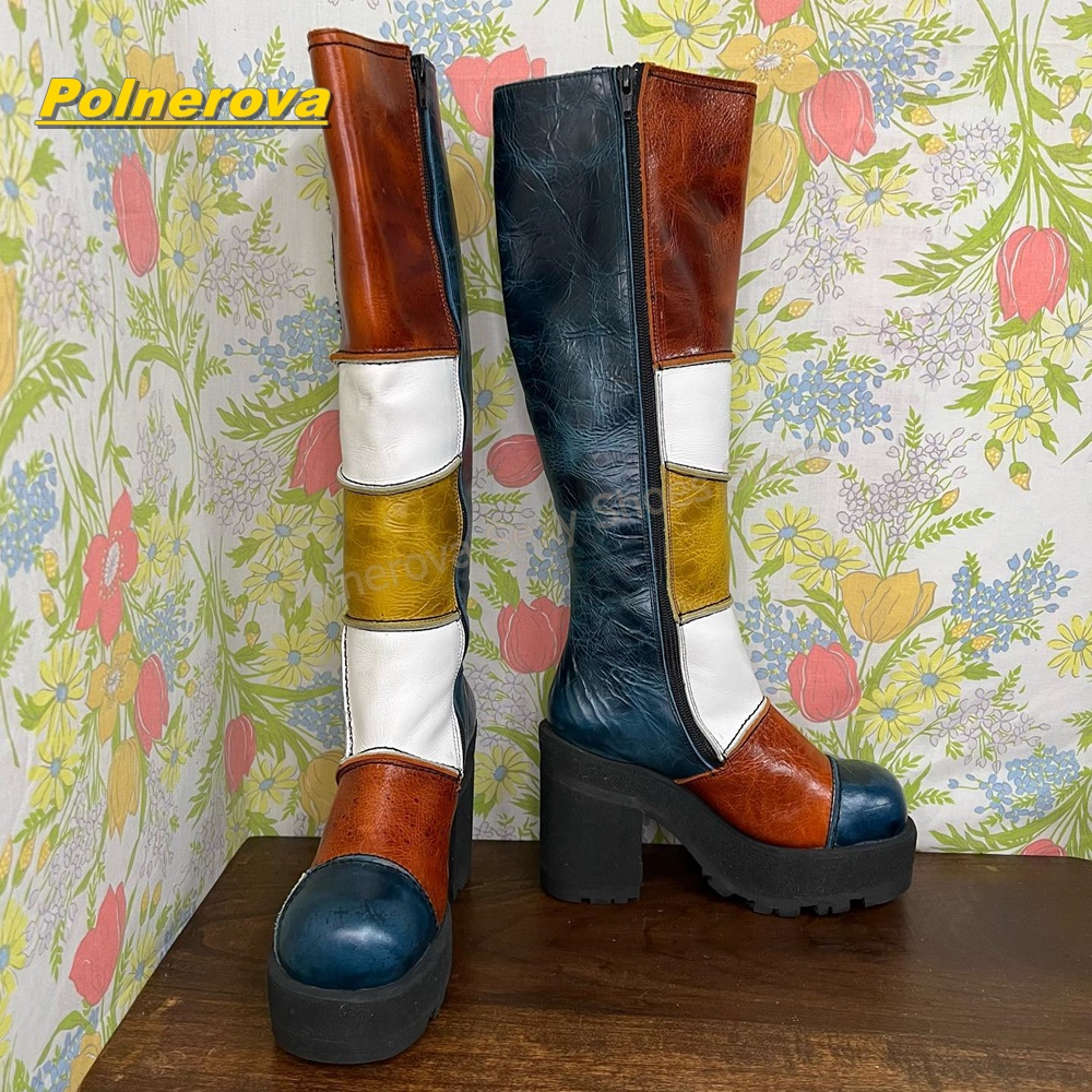 Damen Retro Patchwork Leder Kn – Street Fashion Vintage Bewertung und Preis