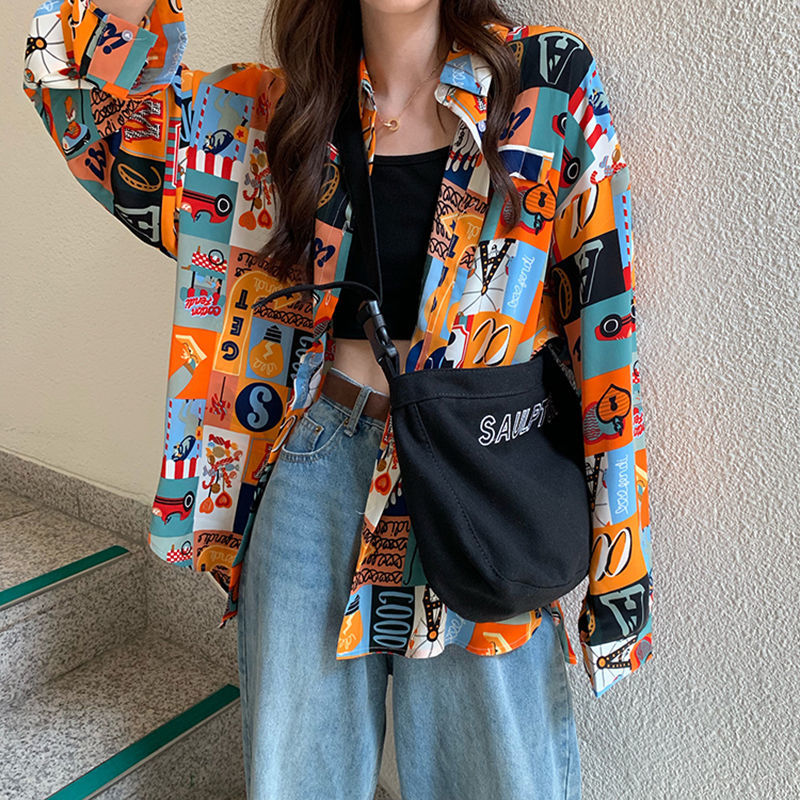 Shirts Frauen Frühling Gedruck – Korean Street Fashion Female Bewertung und Preis