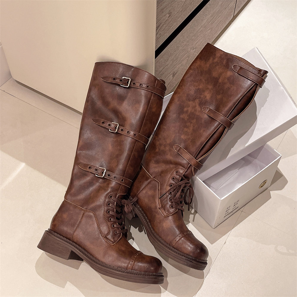 Frauen Kniehohe Stiefel Vintag – Street Fashion Vintage Bewertung und Preis