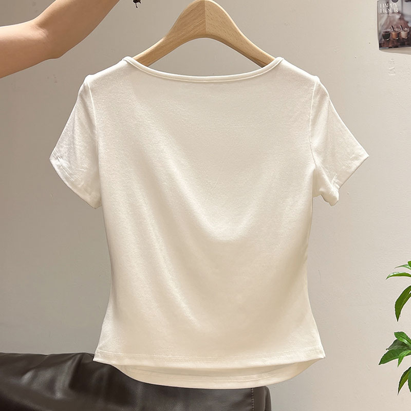 Damen T-Shirts mit halboffenem – Korean Street Fashion Female Bewertung und Preis