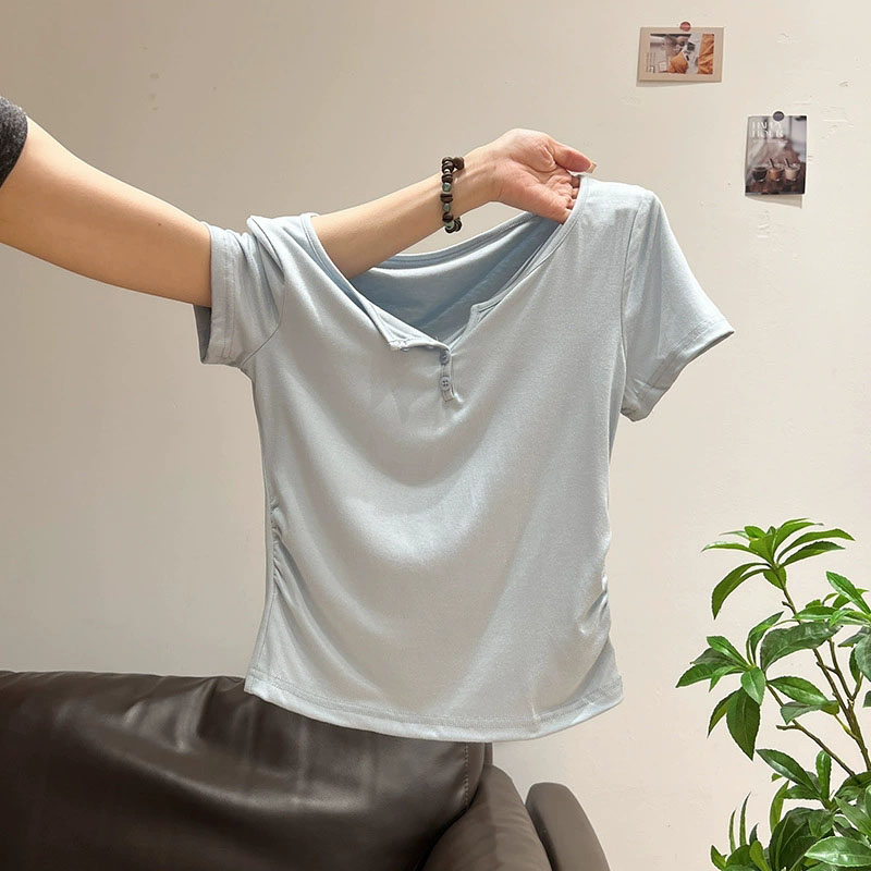 Damen T-Shirts mit halboffenem – Korean Street Fashion Female Bewertung und Preis