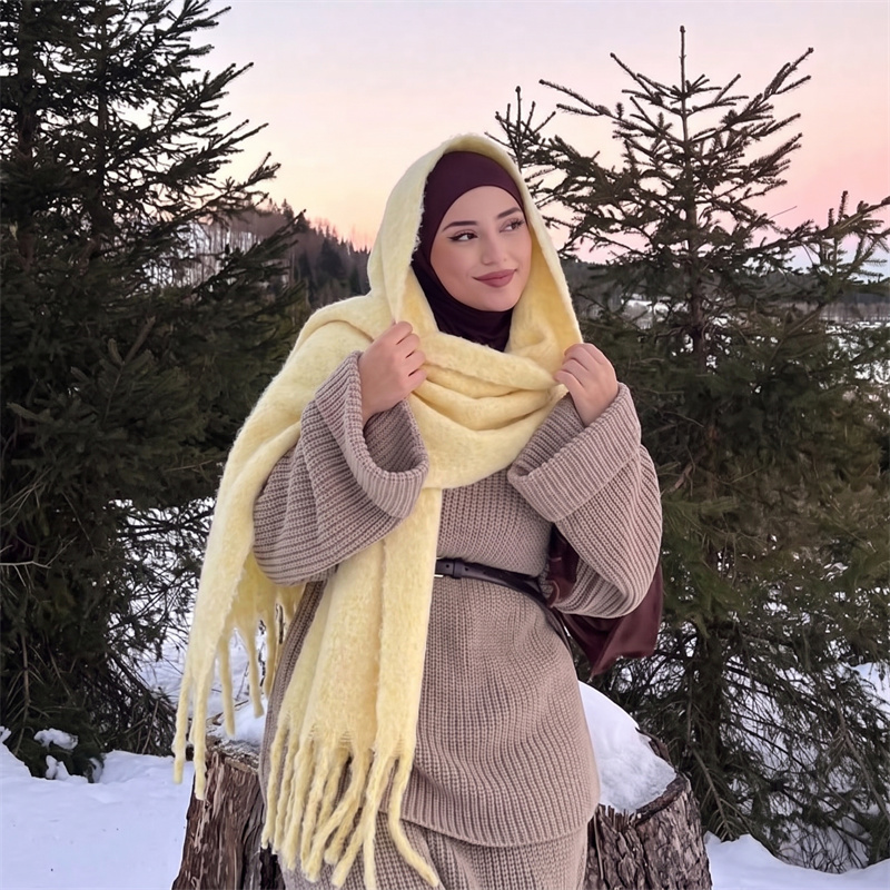 Vintage Mohair-Quastenschal fü – Street Fashion Hijab Bewertung und Preis