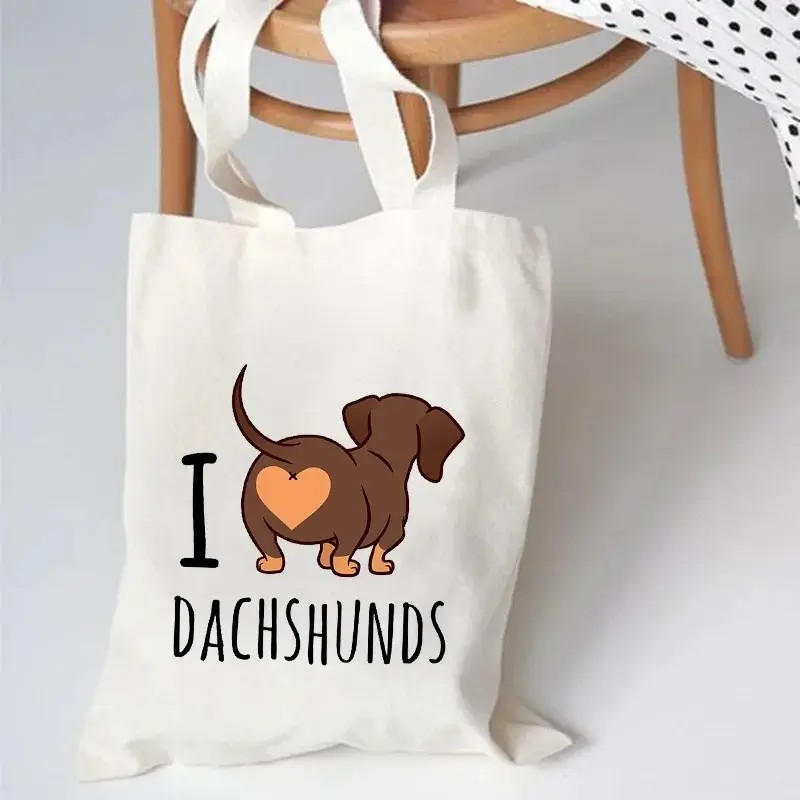Niedlicher Dackel, lustige Han – Tote Bag Canvas Print Bewertung und Preis