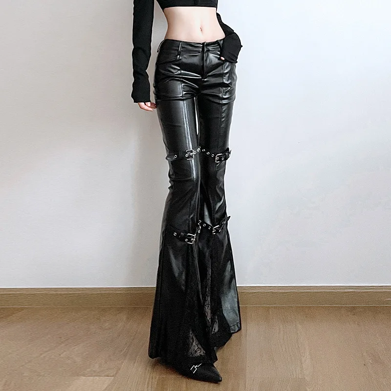 Schlaghose aus PU-Leder für Da – Street Fashion Vintage Bewertung und Preis
