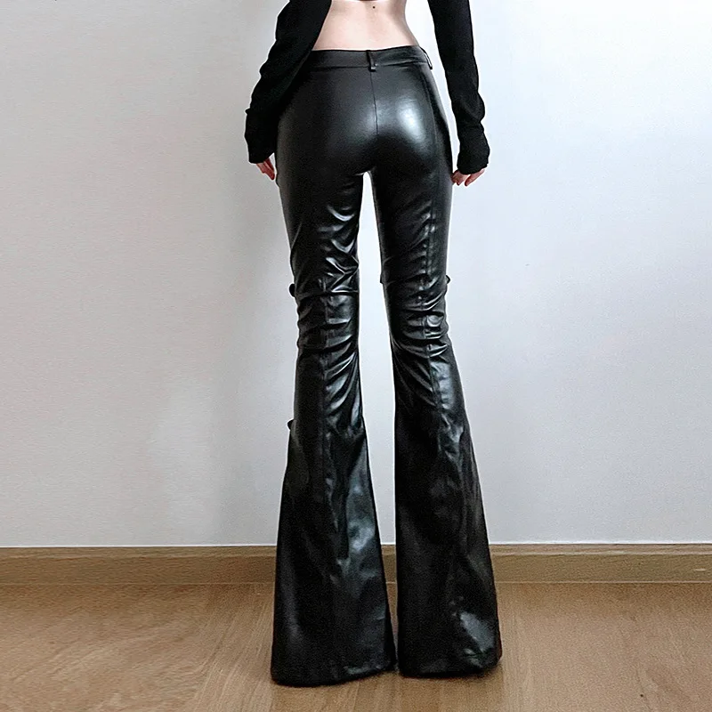Schlaghose aus PU-Leder für Da – Street Fashion Vintage Bewertung und Preis