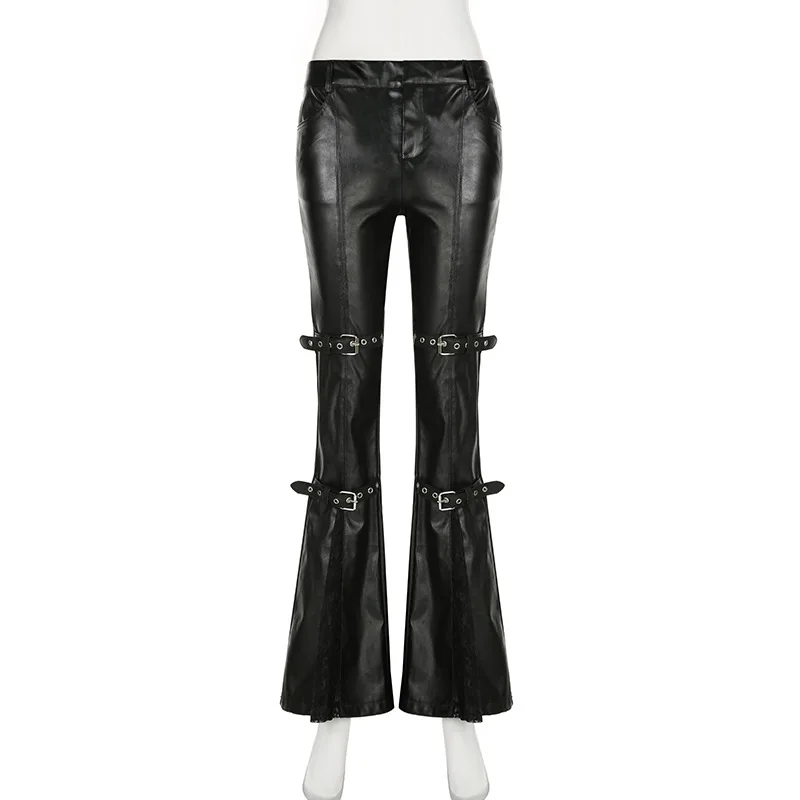Schlaghose aus PU-Leder für Da – Street Fashion Vintage Bewertung und Preis