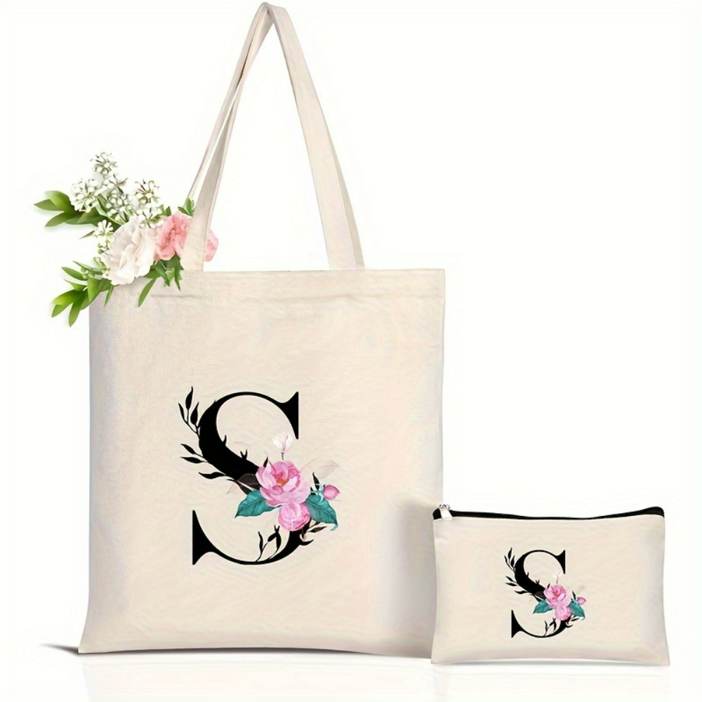 Elegante Blumen-Alphabet-Einka – Tote Bag Canvas Print Bewertung und Preis