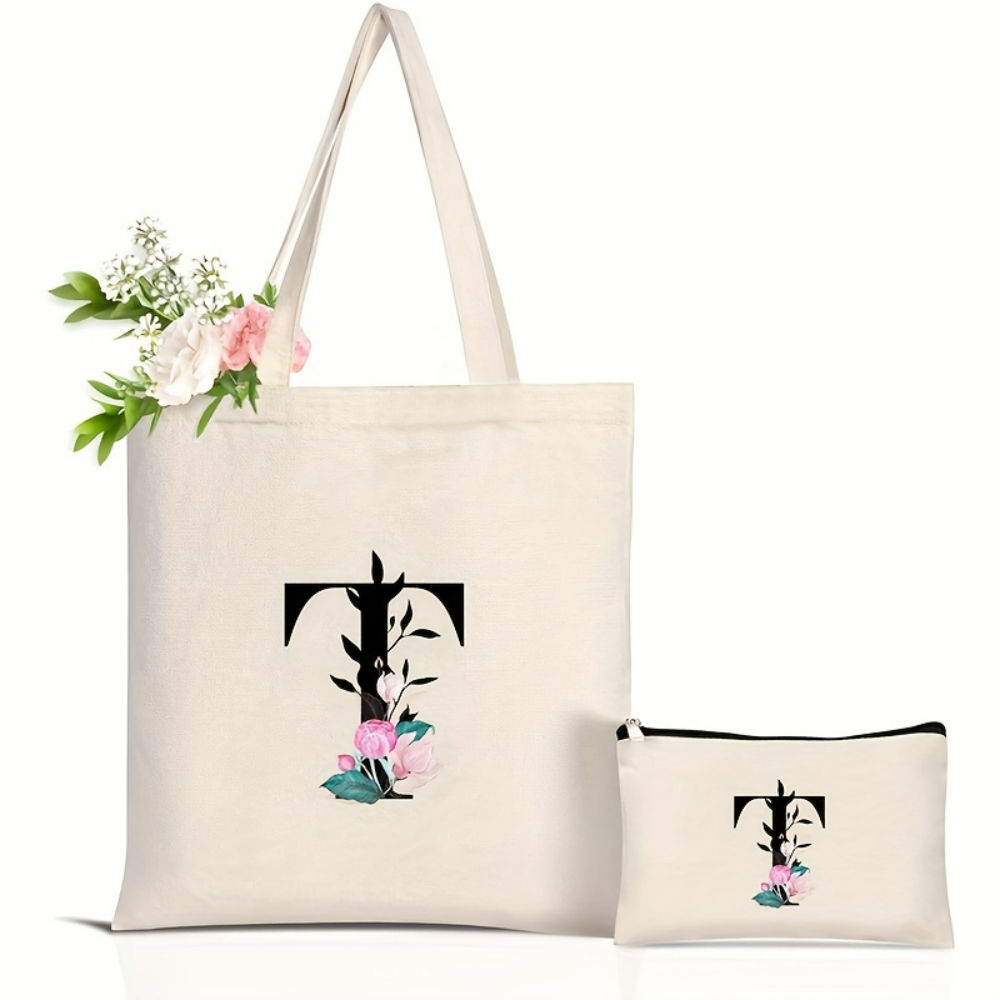 Elegante Blumen-Alphabet-Einka – Tote Bag Canvas Print Bewertung und Preis